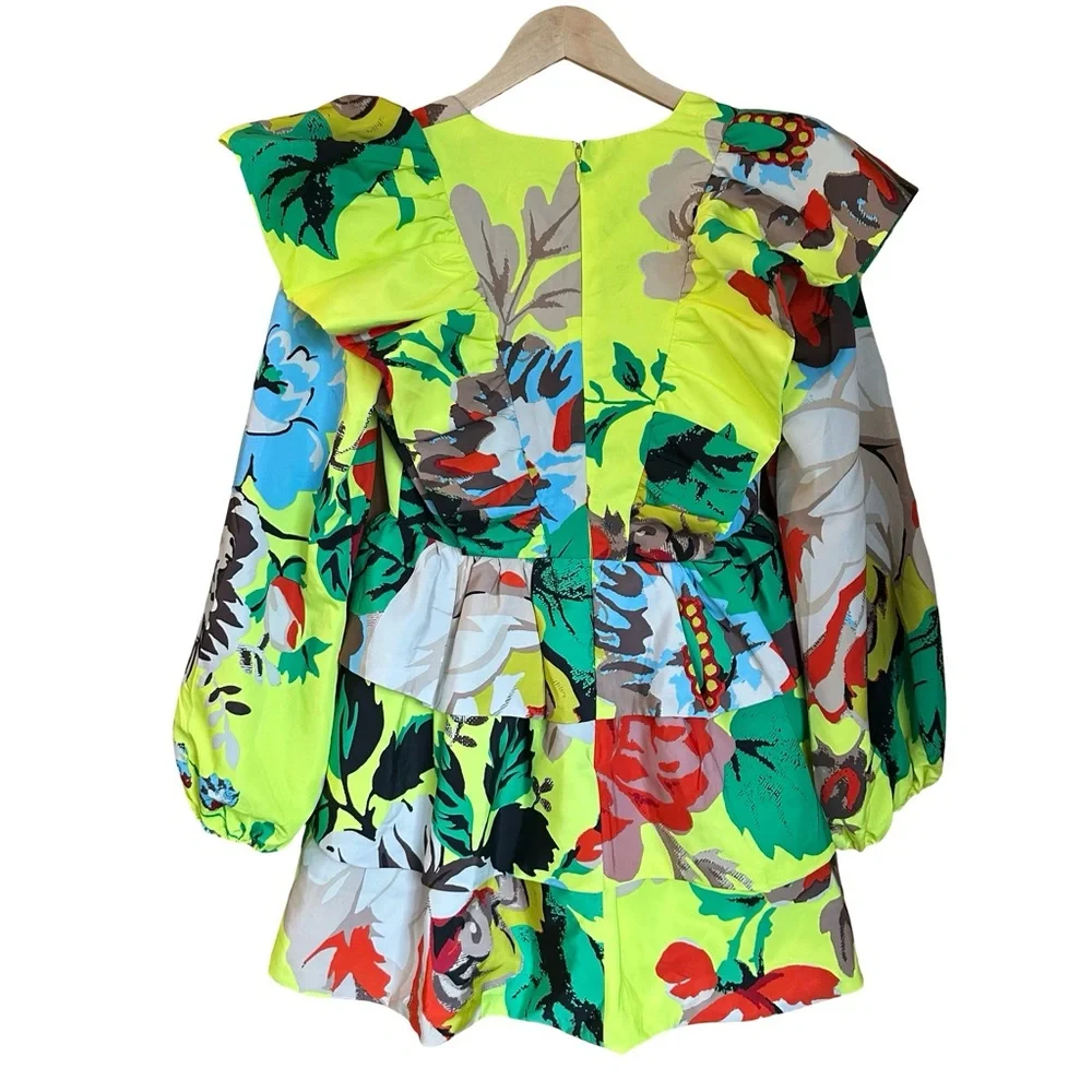 NWT Christopher John Rogers for Target Yellow Floral Long Sleeve Ruffle Dress 2 - Picture 3 of 15